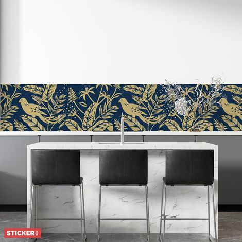 Crédence Adhésive Tropicale Bleu 300 x 40 cm (1/5)