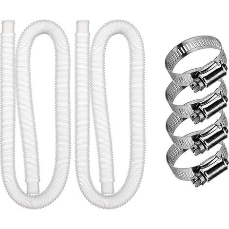2pcs Tuyau De Remplacement pour Piscine, Accessoires De Tuyau De Pompe À Filtre avec 4 Clips Métalliques, Tuyau De Piscine Long De 59 Po pour Pompe Intex  607 637, Accessoires De Piscine