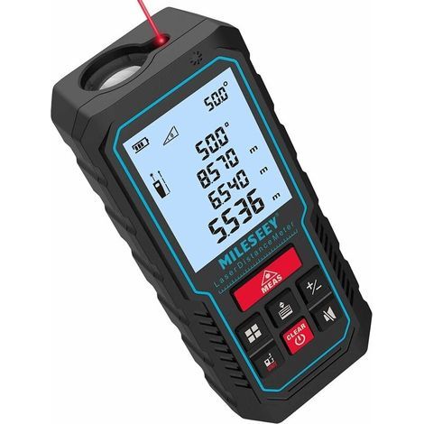 Telemetre Laser 40M, Metre Laser avec Niveau Électronique Amélioré, Précision +/- 2 mm, Mesure de Distance Longueur/Hauteur/Surface, 2''LCD Rétroéclairage, Fonction Muet, Batterie Incluse (1/5)