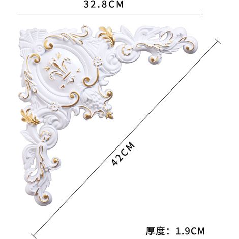 Feuille de sculpture évidée, Appliques d'angle de meubles, Appliques décoratives de disque lumineux, blanc
