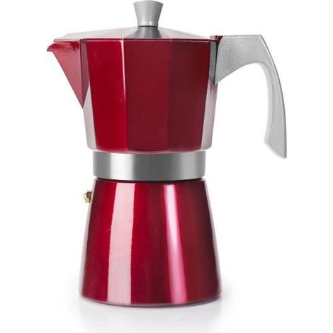 CAFETIÈRE À INDUCTION EN ALUMINIUM EVVA ROUGE 6 TASSES 623206