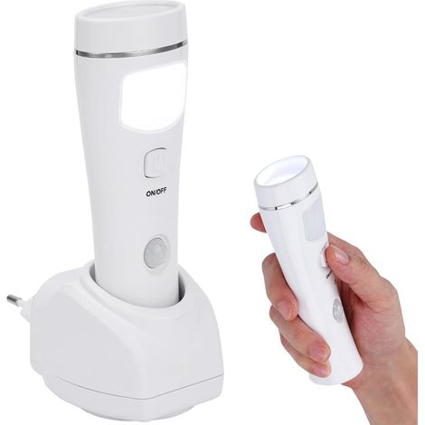 LED-Nachtlicht mit Bewegungsmelder zum Einstecken und Notfall-Taschenlampe, wiederaufladbare Wandleuchte für Stromausfälle (Weiß) (1/5)