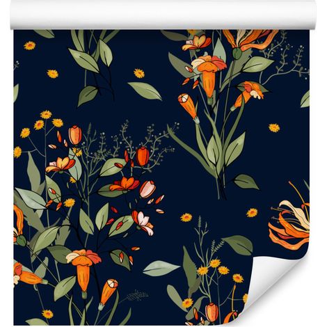Carta da parati con fiori di campo in fiore per soggiorno e camera da letto, 50x1000 cm (1/5)