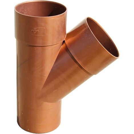Culotte PVC 45° mâle femelle pour tube de descente Ø80 - aspect cuivre - First Plast (1/2)