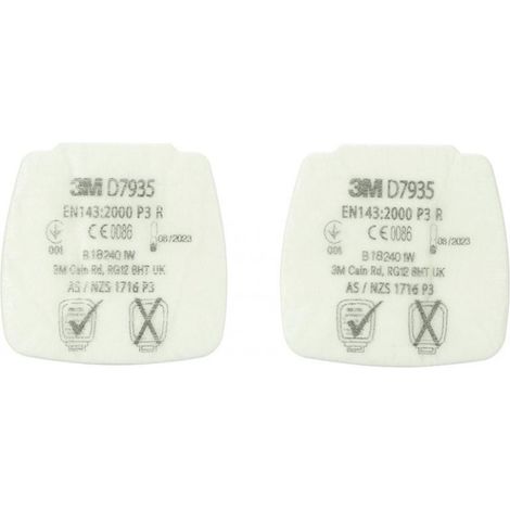 3M  4x  filtro  de  vellón  para  partículas  finas  D7935  EN143:2000/A1:2006  P3R  para  la  serie  Secure  Click  -  7100197285 (1/2)