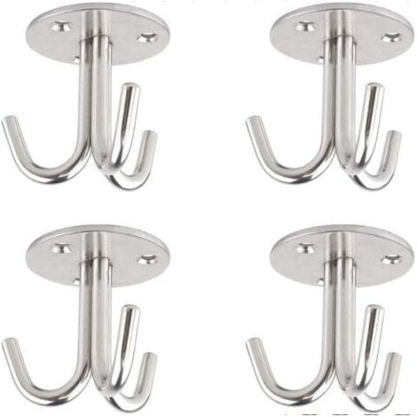 Patère de Fixation au Plafond Crochet, 4 Pièces Crochet en Acier Inoxydable Crochet de Plafond pour Suspension avec Vis Crochet Fixation Plafond Balançoire de Yoga Luminaire Suspendu (1/4)