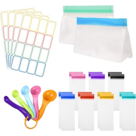 Set of 25 storage containers for protein powder, with integrated scoop (1/5)