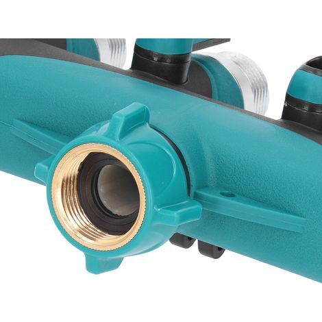 Rubinetto da giardino in metallo a 4 vie per la distribuzione dell'acqua - Raccordo di distribuzione e regolatore per prato (1/5)