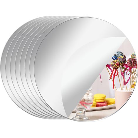 Lot de 8 miroirs ronds en acrylique pour décorations de table, bougeoirs en miroir, plateaux de miroir ronds plats pour décorations murales, décorations de table, décorations de mariage (30 (1/5)
