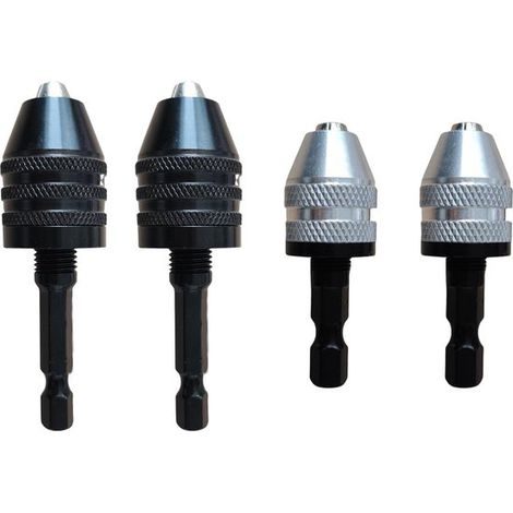 Adaptador portabrocas llave 2) taladro impacto, adaptador cambio rápido vástago hexagonal 1/4 pulgada portabrocas 0,3-6,5 mm/0,3-3,6 mm brocas (1/5)