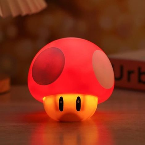 Veilleuse- lampe de nuit champignon, chevet À LED Lampe, USB avec son dessin animé lampe, Super Mario, rouge (1/3)
