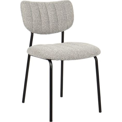 Set di 2 sedie NORAYA – Tessuto grigio chiaro – Gambe in metallo – Design compatto – Eleganza moderna e minimalista