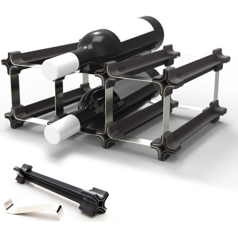 UMBRELLA® Botellero apilable,Kit inicial 3 piezas para 6 botellas – estantería modular para botellas/soporte para botellas de vino,ampliable de forma flexible,sistema encajable que ahorra espacio (1/5)