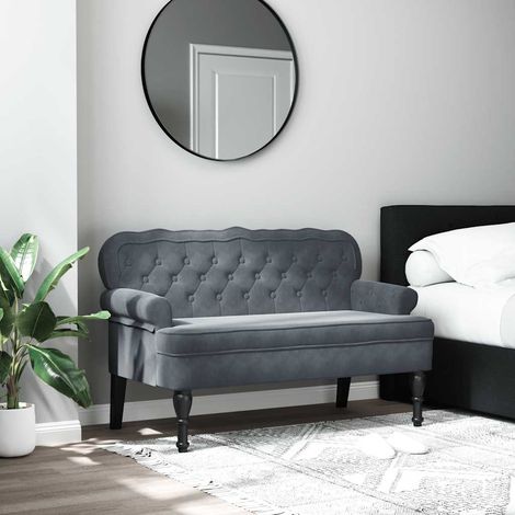 vidaXL Panca con Schienale Grigio Scuro 119,5x64,5x75 cm in Velluto (1/5)