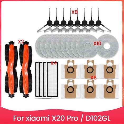 Ersatzteile und Zubehör für den Xiaomi X20 Pro / D102GL Saugroboter: Hauptbürste, HEPA-Filter, Reinigungstuch, Ersatzstaubbeutel (1/5)