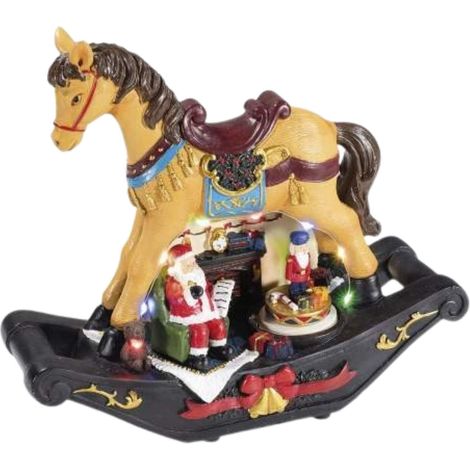 Cavallo a Dondolo con Decorazioni Natalizie, con Movimento, Luci e Melodie (1/2)