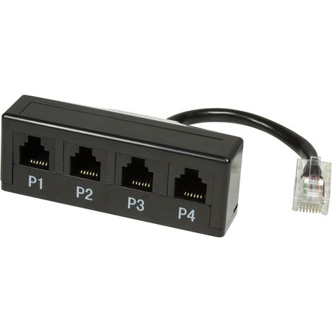 LogiLink 0.1m RJ45/4xRJ11 teléfono divisor Negro (1/2)