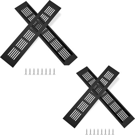 Grille de ventilation, grille de ventilation en aluminium pour la ventilation des placards et des pièces, 25x5 cm, noire, 4 pièces (1/5)
