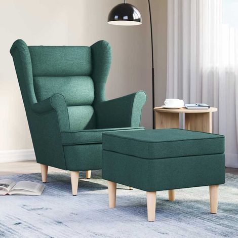 Fauteuil avec repose-pied-Chaise de relaxation-Fauteuil Relax Vert foncé Tissu 973432 (1/5)
