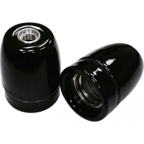 Douille E27 en Porcelaine Noire - Déco Vintage