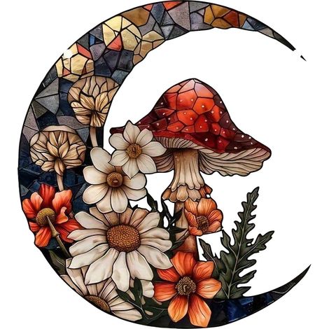 Champignons - Décoration Murale et Fenêtre en Acrylique - Ornement Suspendu pour Intérieur - Lot de 1 (1/5)