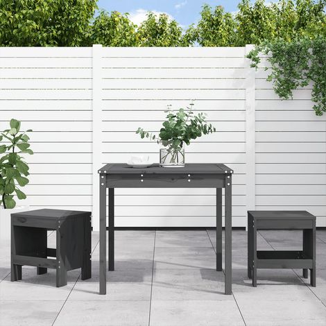 Ensemble de bistrot de jardin 3 pcs gris bois de pin massif (1/5)