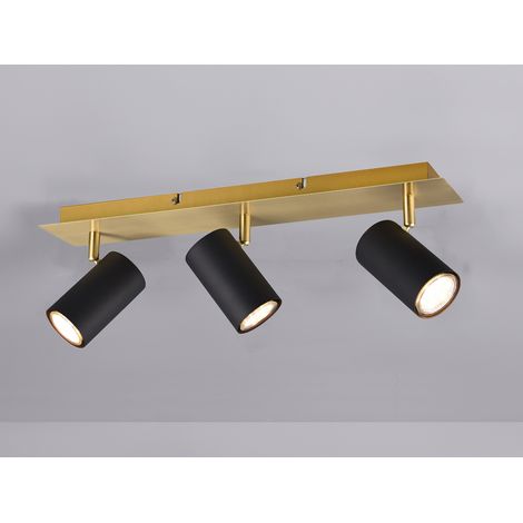 LED Deckenstrahler Schwarz Gold 3-flammig, Breite 48cm (1/5)