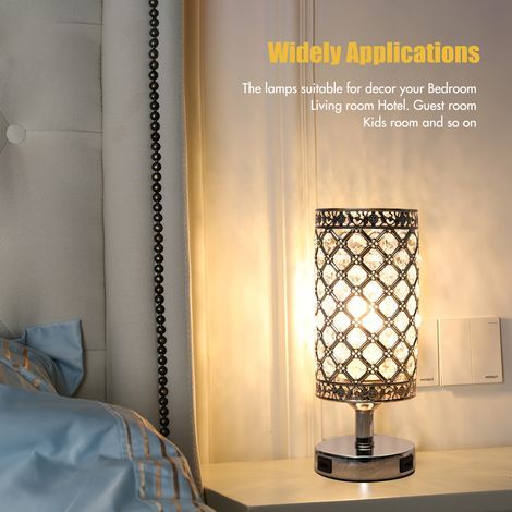 Crystal tabletop night light next to the lamp, dual USB ports, 3 adjustable brightness levels, adjustable sensitive touch control for home, bedroom, living room decoration (1/5)