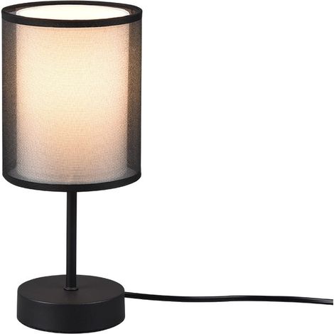 BURTON LAMPADA DA TAVOLO METALLO NERO PARALUME BIANCO E DIFFUSORE ESTERNO TRAFORATO NERO H. 28,5CM 1 LUCE ATTACCO E14 (1/5)