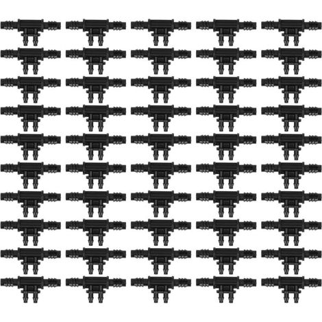 Connecteur Tuyau Irrigation - Micro-Arrosage 4 Voies - Raccord Goutte à Goutte 8/11 mm et 4/7 mm - 50 Pièces (1/4)