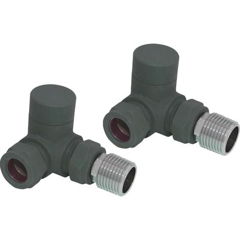Warmehaus Corner Towel Radiator Valves 15mm Twin Pack Anthracite (1/2)