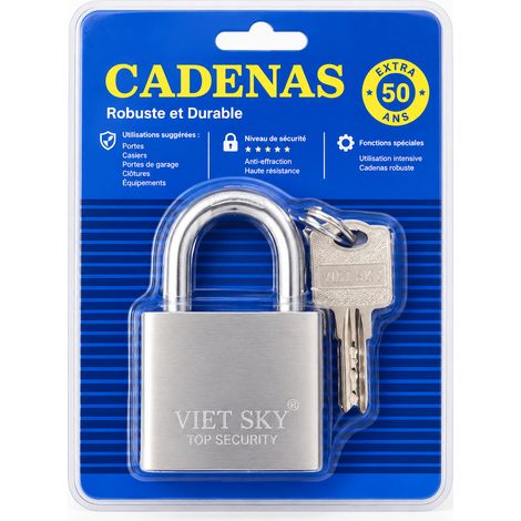 Cadenas de sécurité 50 mm en fer finition mate avec clé demi-lune 50mm réf 9662 17 × 12 × 3 cm 384 g – Livraison gratuite
