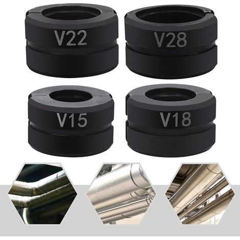 Pince à sertir pour tube en cuivre - Profil V - 15/18/22/28 mm - Inserts de sertissage - Mâchoires de sertissage pour tuyaux en cuivre (1/5)