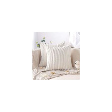 Set di 2 fodere decorative per cuscini 50 x 50 cm - Velluto a coste - Tinta unita - Fodera morbida e soffice - Per divano, auto, camera da letto, casa - Beige - 50 x 50 cm