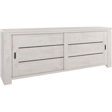 Buffet 2 portes coulissantes finition bois cérusé blanchi - JOSIE (1/5)