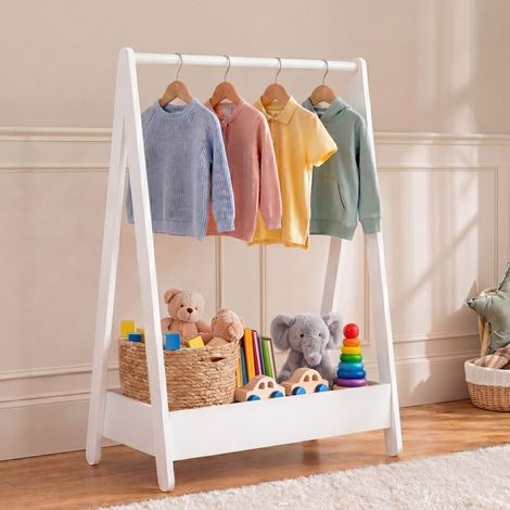 Kids Clothes Rack for Children’s Garment Rail Storage Stand, White (1/4)
