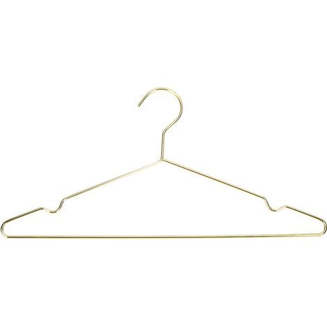 Set mit 10 glänzenden, goldfarbenen Metallkleiderbügeln, 42 cm lang, platzsparende, gerillte Kleiderbügel, stabile Drahtkleiderbügel. (1/5)