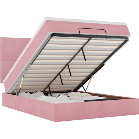 Maison Exclusive - Struttura Letto Pouf con Materassi Rosa 140x190 cm in Velluto