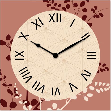Lupia - Orologio da Parete in Legno ecologico, con stampa JAPANESE STYLE RED, 30x30 cm, Made in Italy, Movimento a Quarzo, Alimentato a Batteria non inclusa, Adatto a Tutti gli Stili di Casa (1/4)