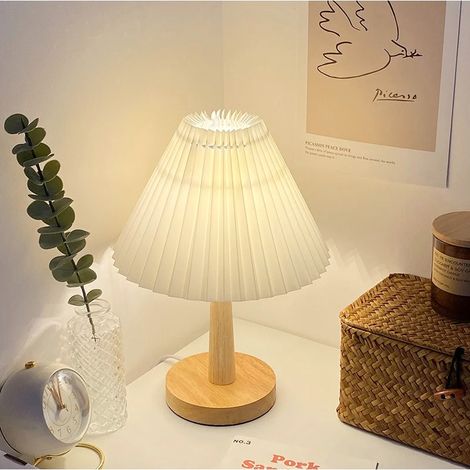 Lampe de table plissée, lampe de chevet vintage, lampe de bureau, lampe de table décorative, veilleuse LED, lumière chaude (blanc) (1/5)