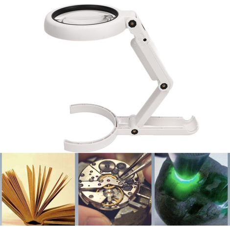 Lampe loupe de bureau 11 x 5 avec support et lampe de lecture LED, DUBUNS (1/5)