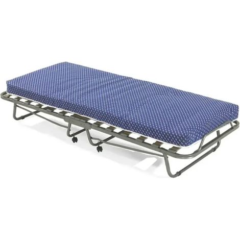 Letto pieghevole 80x200 cm in tubo quadro antracite con materasso h10 cm e copribranda (1/4)