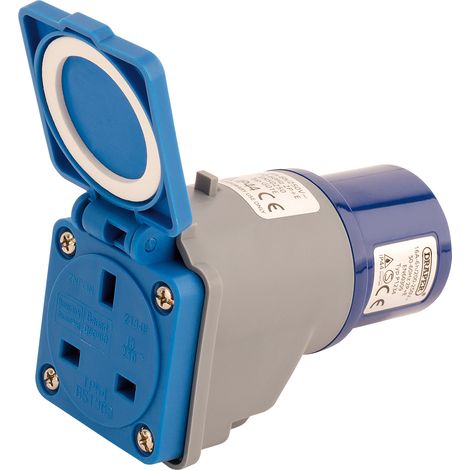 Draper 230V 16A to 13A Moulded Power Adapter Plug Converter (Model 17574)