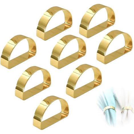 Anillos para servilletas de metal dorado - elegancia y sofisticación - juego de 8 (1/5)