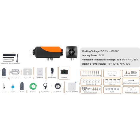 Chauffage à air diesel, contrôle Bluetooth, chauffage rapide, 2KW (1/2)