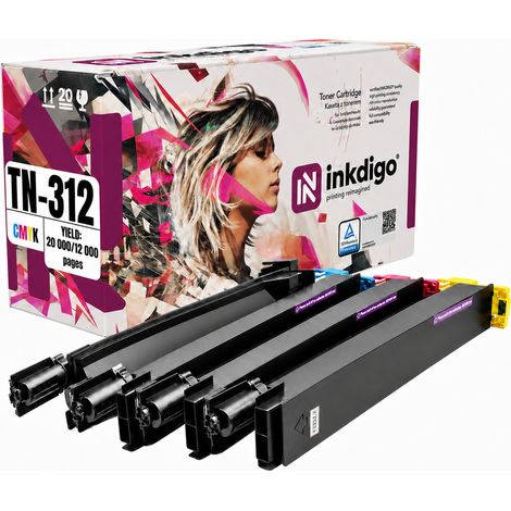 Toner Inkdigo TN312 compatibile con Konica Minolta Bizhub C300 C352 C352P, certificato TÜV. (1/5)