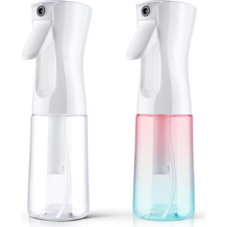 Laca profesional para el cabello, set con 2 botellas pulverizadoras, pulverizador de niebla fina continua para cabello rizado y peinado, botella pulverizadora de plástico vacía de 200 ml para limpieza