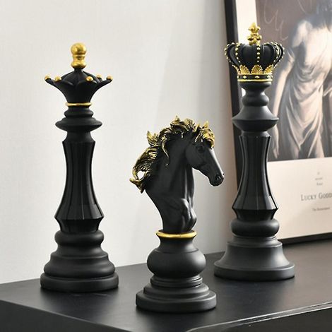 Statue d'échecs internationale de luxe, sculpture en résine, ornement décoratif pour la maison, Reine noire (1/3)