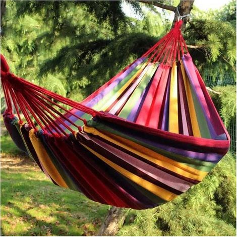 Hamac suspendu extérieur rouge 280x80cm - Bande d'appoint pour jardin (1/4)