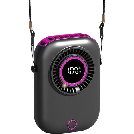 Ventilatore da collo portatile，5 velocità con cordino e illuminazione ambientale，Mini ventilatore portatile per rinfrescare il collo (1/5)